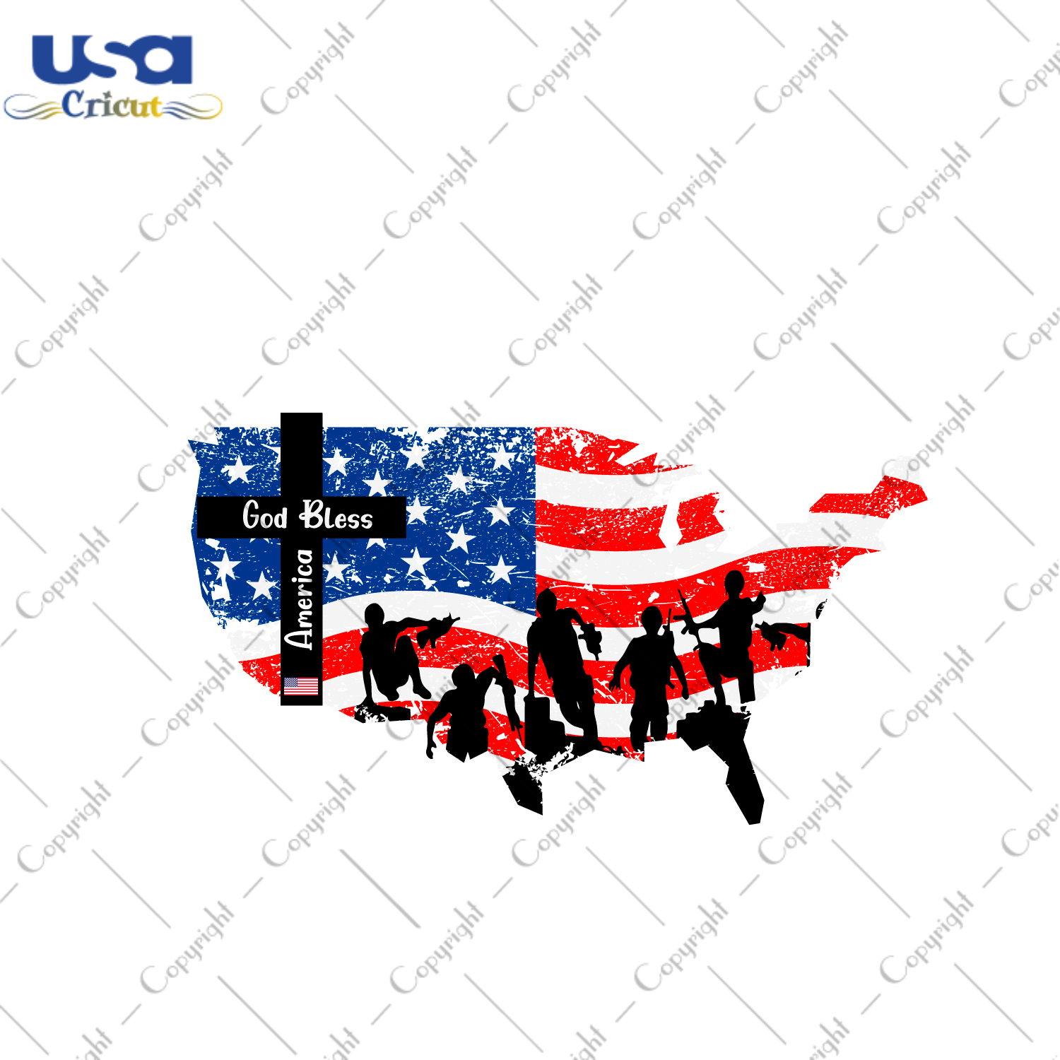 America Gift, God Bless America Soldiers Flag Diy Crafts Svg Files For Cricut, Silhouette Sublimation Files