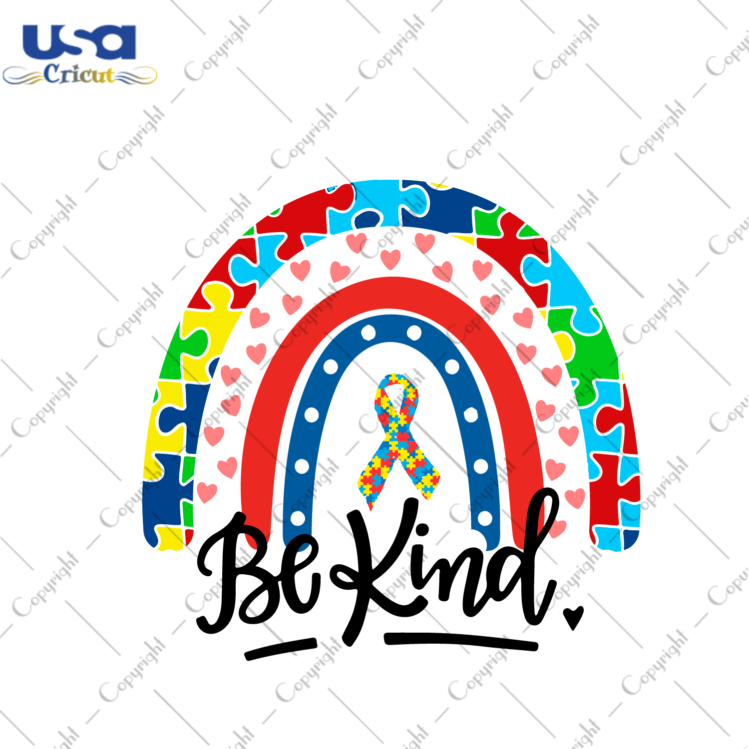 Autism Be Kind Rainbow Gift Diy Crafts Svg Files For Cricut, Silhouette Sublimation Files