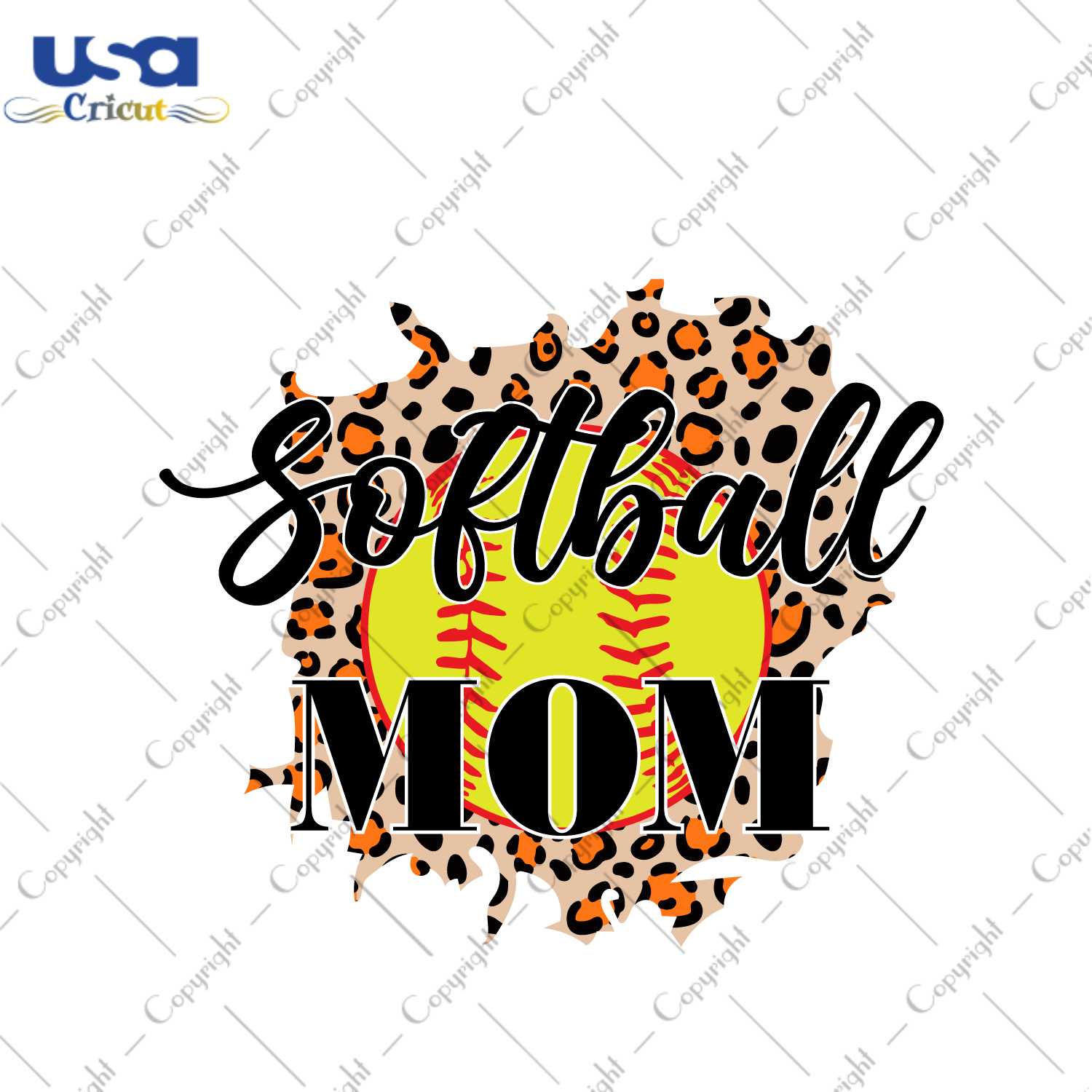 Mother's Day Gift, Softball Mom Leopard Pattern Print Diy Crafts Svg Files For Cricut, Silhouette Sublimation Files