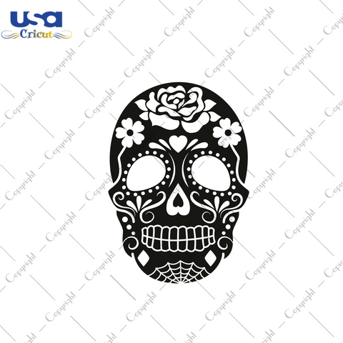 Floral Skull Head Silhouette SVG Gift Diy Crafts Svg Files For Cricut, Silhouette Sublimation Files