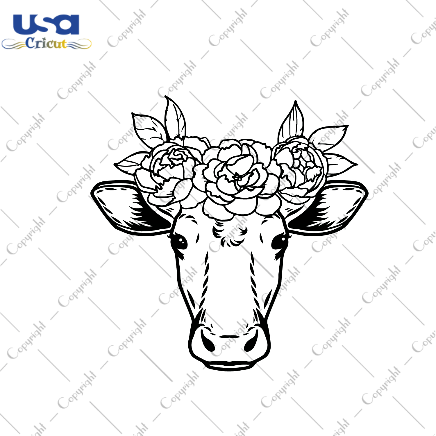 Floral Cow Head Gift Diy Crafts Svg Files For Cricut, Silhouette Sublimation Files