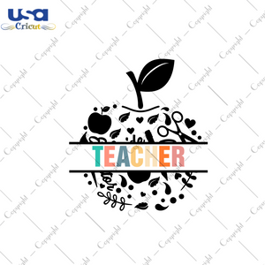 Teacher Apple Silhouette SVG Gift Diy Crafts Svg Files For Cricut, Silhouette Sublimation Files