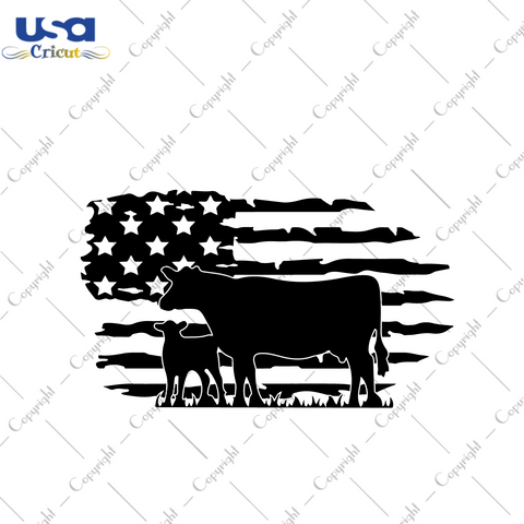 Farmhouse Cow American Flag Gift Diy Crafts Svg Files For Cricut, Silhouette Sublimation Files