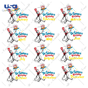 Dr. Seuss Birthday Bundle 12 months Digital Diy Crafts Svg Files For Cricut