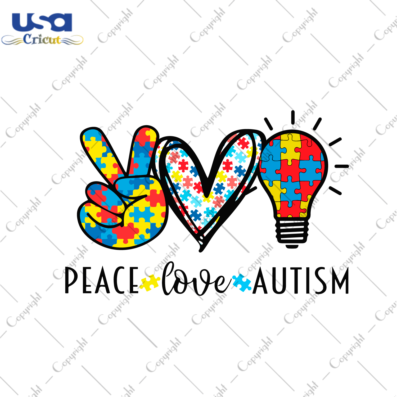 Autism Gift, Peace Love Autism Light Diy Crafts Svg Files For Cricut, Silhouette Sublimation Files