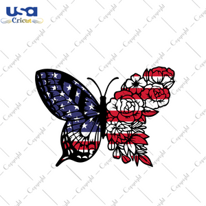 Butterfly Flower American Flag Silhouette SVG Gift Diy Crafts Svg Files For Cricut, Silhouette Sublimation Files