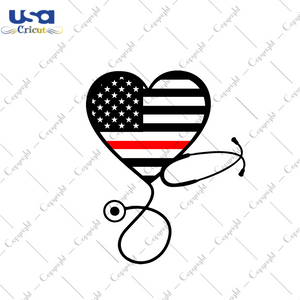 Thin Red Line Firefighter Fireman American Flag Heart Diy Crafts Svg Files For Cricut, Silhouette Sublimation Files