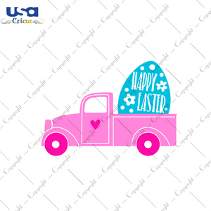 Happy Easter Cute Pink Truck Gift Diy Crafts Svg Files For Cricut, Silhouette Sublimation Files