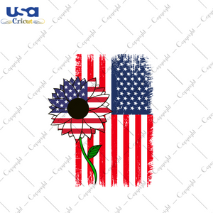 American Sunflower Flag Gift Diy Crafts Svg Files For Cricut, Silhouette Sublimation Files