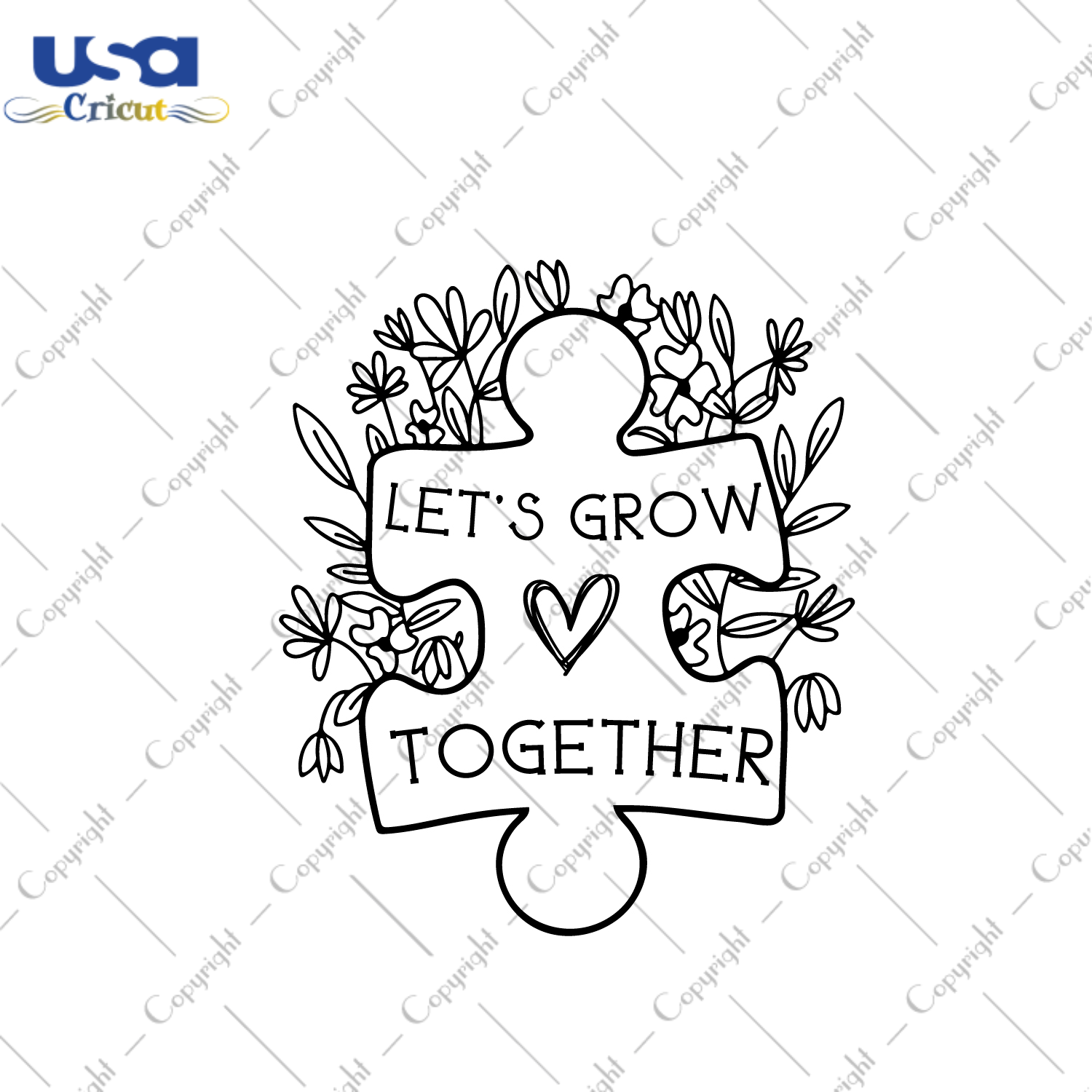 Autism Gift, Let's Grow Together Diy Crafts Svg Files For Cricut, Silhouette Sublimation Files