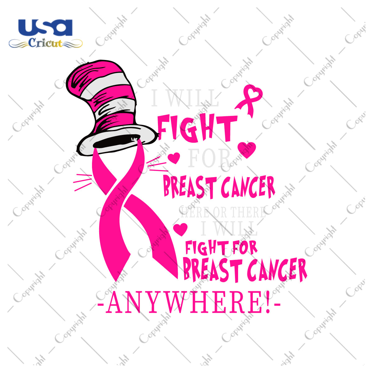 Dr Seuss Hat Fight For Breast Cancer Digital Diy Crafts Svg Files For Cricut