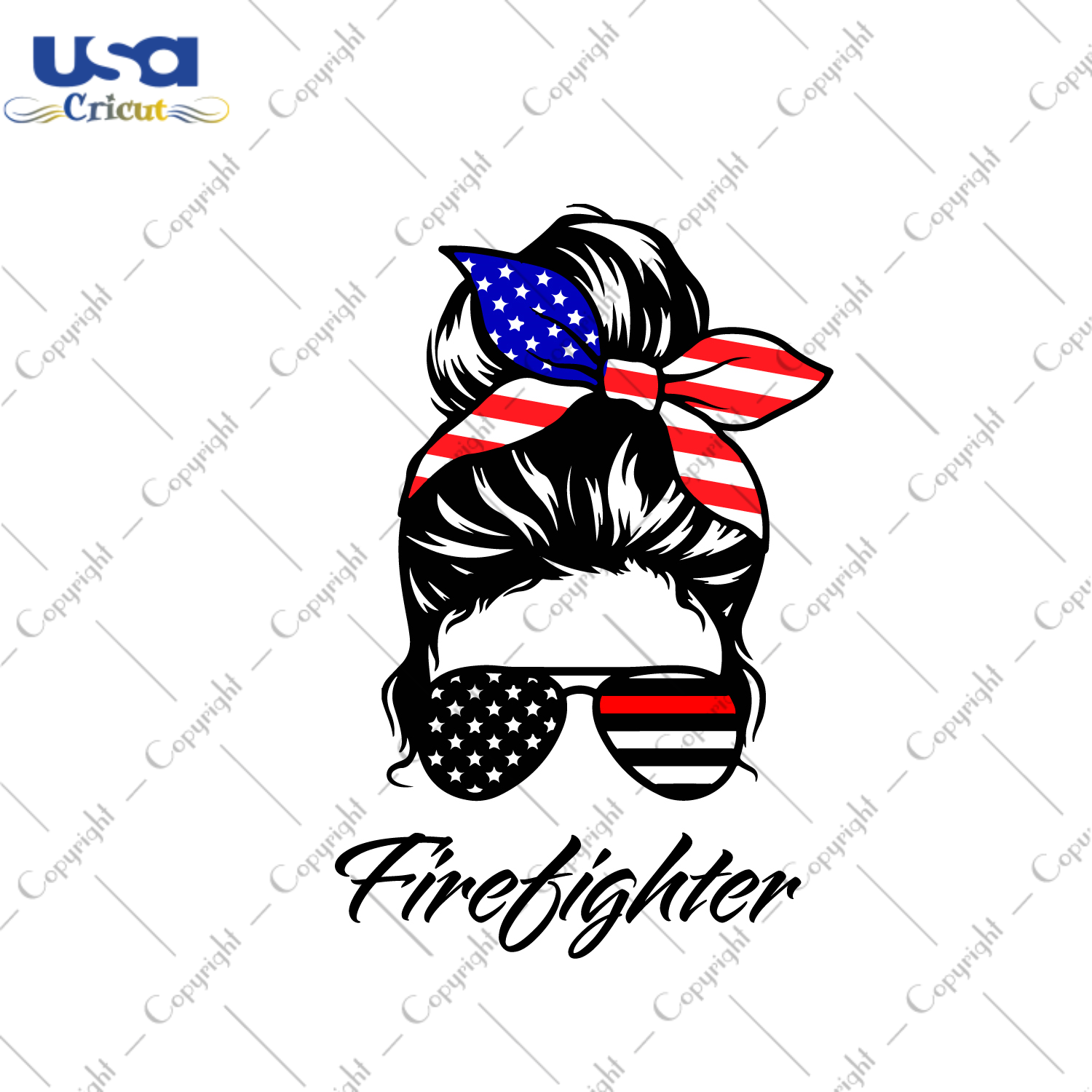 Firefighter Messy Bun Mom Gift Diy Crafts Svg Files For Cricut, Silhouette Sublimation Files