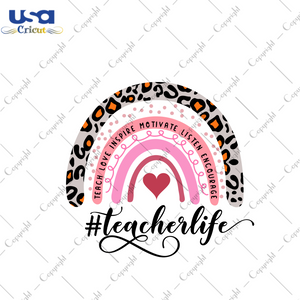 Teacher Life Rainbow Pattern Gift Diy Crafts Svg Files For Cricut, Silhouette Sublimation Files