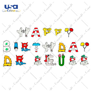 Happy Birthday Dr Seuss Font Digital Diy Crafts Svg Files For Cricut