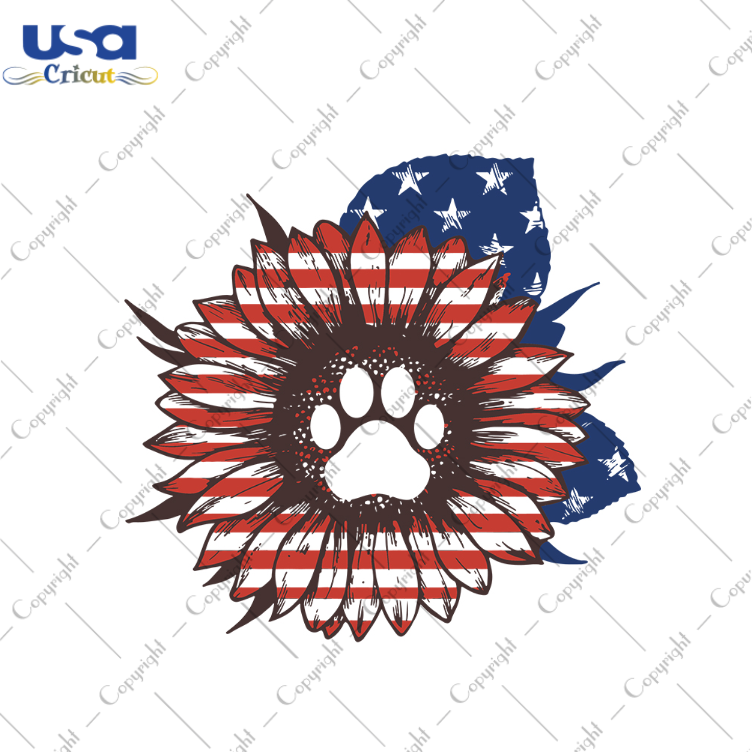 4th of july sunflower svg, independence day svg, 4th of july svg, sunflower svg, america sunflower svg