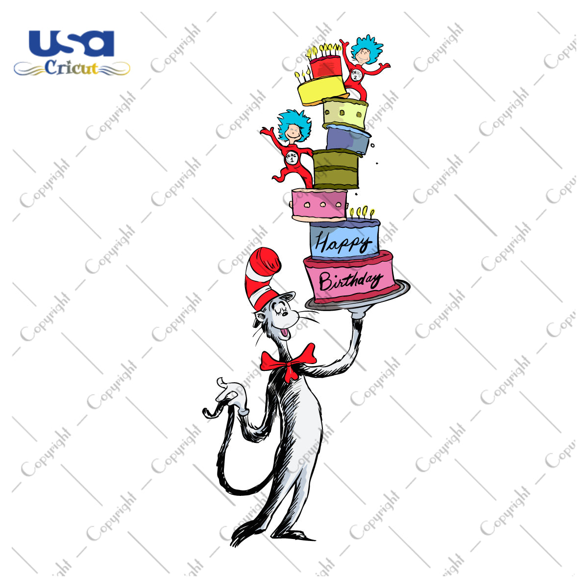 Happy Birthday Dr Seuss With 2 Things Digital Diy Crafts Svg Files For Cricut