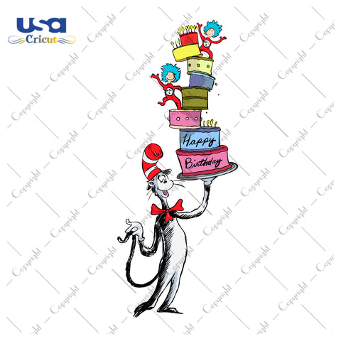 Happy Birthday Dr Seuss With 2 Things Digital Diy Crafts Svg Files For Cricut