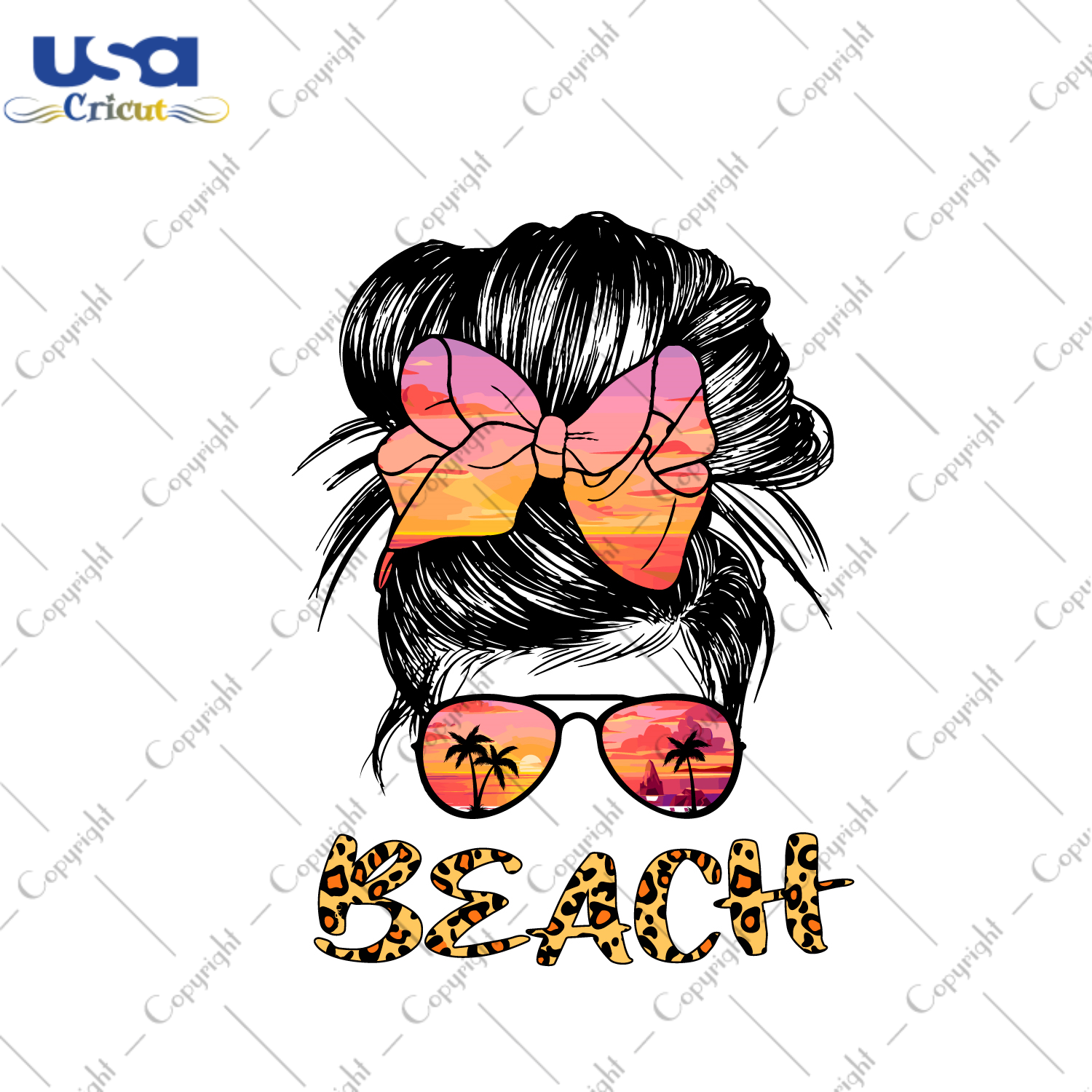 Summer Gift, Messy Bun Beach Images Diy Crafts Svg Files For Cricut, Silhouette Sublimation Files