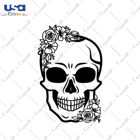 Floral Skull Silhouette SVG Images Diy Crafts Svg Files For Cricut, Silhouette Sublimation Files