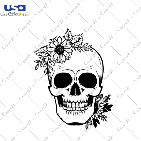 Floral Skull Vector SVG Images Diy Crafts Svg Files For Cricut, Silhouette Sublimation Files