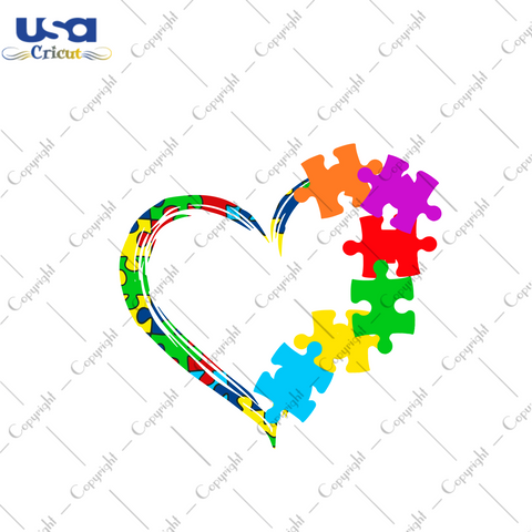 Autism Puzzle Heart Gift Diy Crafts Svg Files For Cricut, Silhouette Sublimation Files