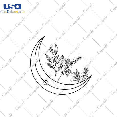 Floral Moon Images Gift Diy Crafts Svg Files For Cricut, Silhouette Sublimation Files