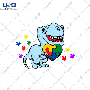 Autism Puzzle Dinosaur Gift Diy Crafts Svg Files For Cricut, Silhouette Sublimation Files