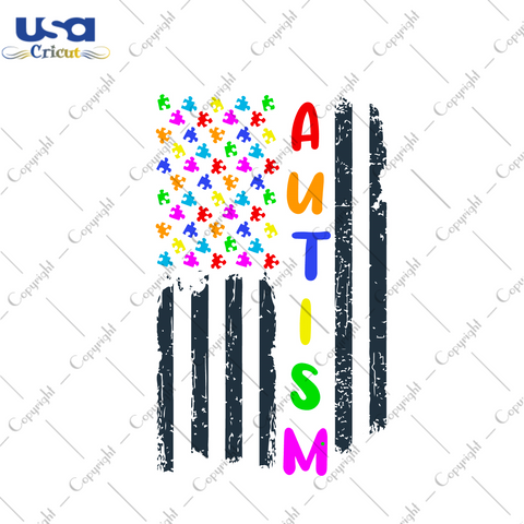 Autism American Flag Gift Diy Crafts Svg Files For Cricut, Silhouette Sublimation Files