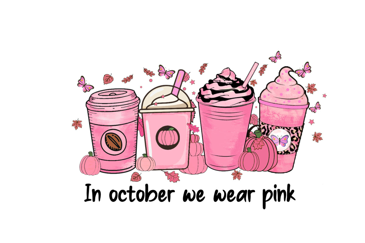 In October We Were Pink Breast Cancer Starbuck Cafe Digital Diy Crafts Svg Files For Cricut