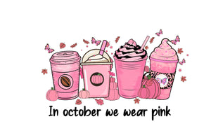 In October We Were Pink Breast Cancer Starbuck Cafe Digital Diy Crafts Svg Files For Cricut