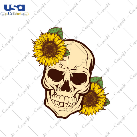 Sunflower Skull Images Design Diy Crafts Svg Files For Cricut, Silhouette Sublimation Files