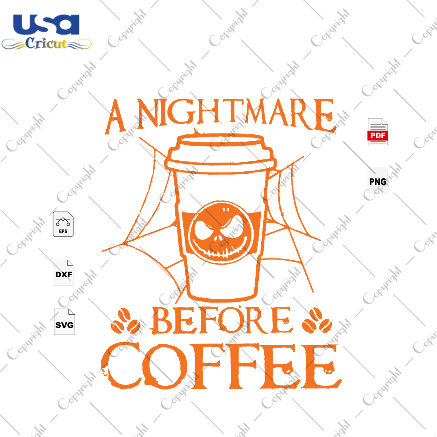 A Nightmare A Before Coffee, Nightmare Before Halloween, Coffee Svg,  Coffee lover, Coffee mug, Happy Halloween, Halloween Svg, Halloween Shirt, Scary Halloween, Halloween Vector Clipart, Hal