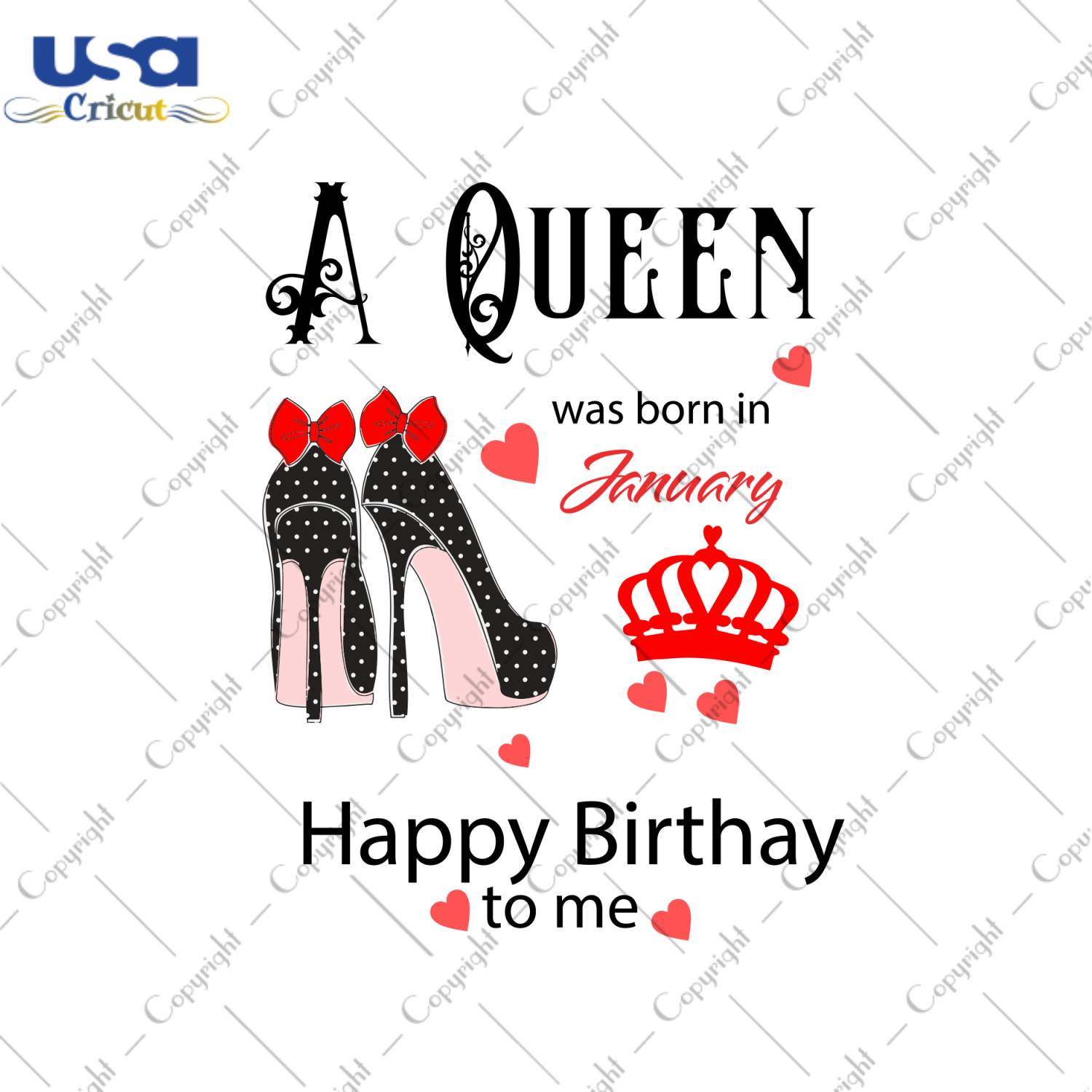 A Queen Was Born In January Happy Birthday To Me Svg, Birthday Svg, Queen Svg, Birthday Queen Svg, January Queen Svg, Born In January, Happy Birthday Svg, Birthday Gifts, Birthday Party, High Heels Svg, Digital File