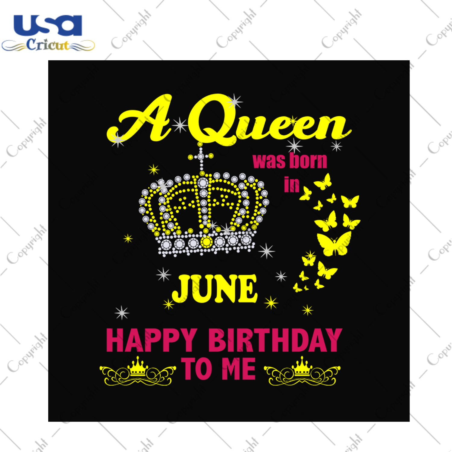 A queen was born in june happy birthday to me svg, birthday svg, a queen svg, june queen svg, june birthday svg, born in june svg, happy birthday svg, birthday party, birthday queen svg, crown svg, butterfly svg