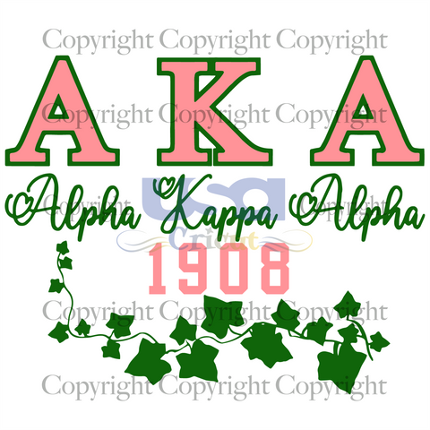 AKA 1908 Green Leaf, Alpha Kappa Alpha, HBCU Sorority, Gift For Woman Svg, SVG files for cricut Instant Download Version - USA Cricut