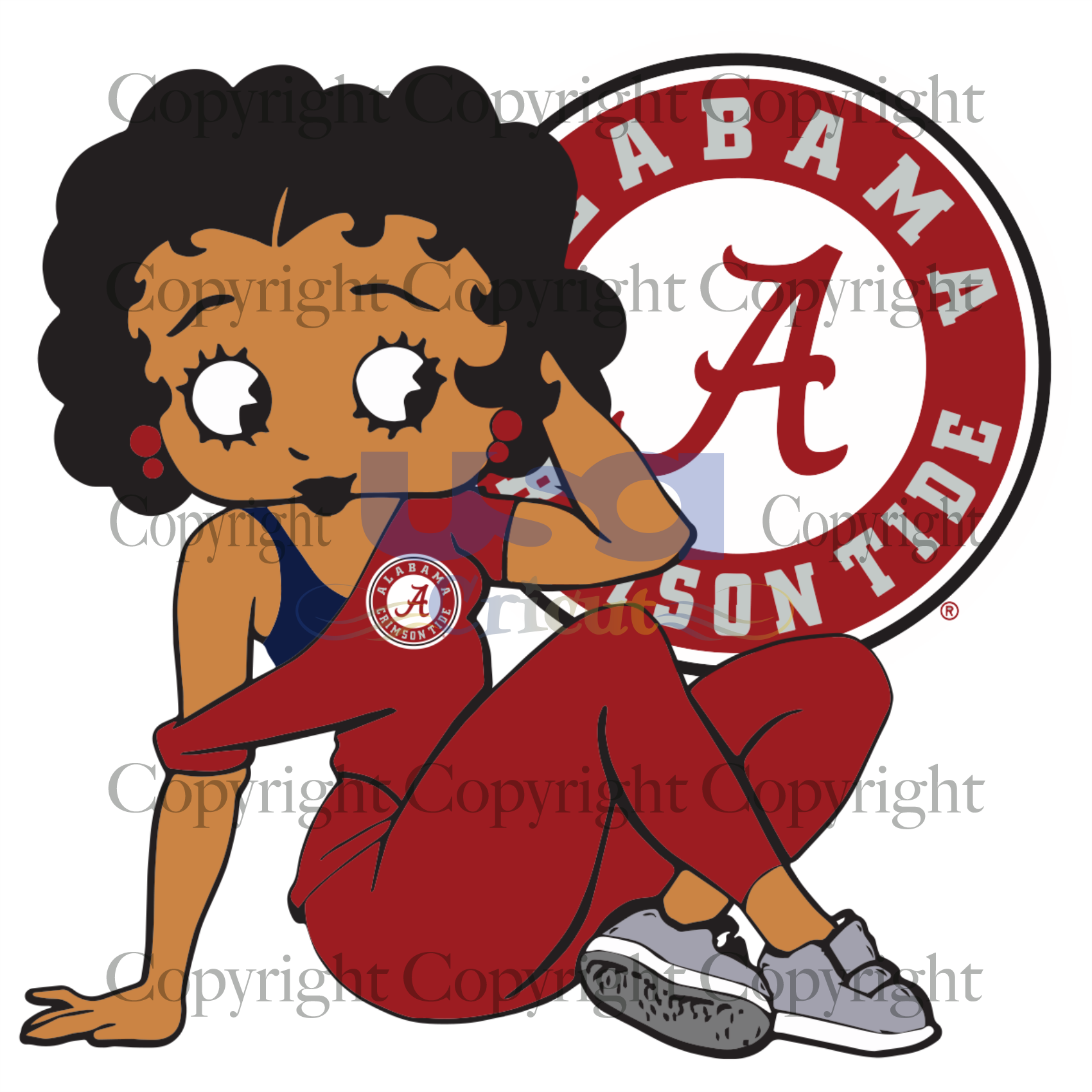 Alabama Crimson, Sport Svg, Alabama Crimson Betty Boop Svg, Ncaa Team Svg, Football Team Logo Svg, Football Svg, Printable Cricut & Silhouette Sublimation files Instant Download - USA Cricut