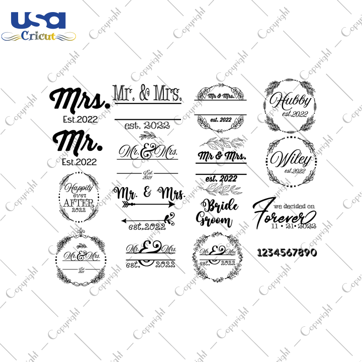 Mr And Mrs Wedding Bundle SVG Images Diy Crafts Svg Files For Cricut, Silhouette Sublimation Files