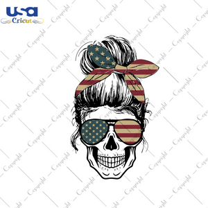 American Women Skull, Trending Svg, Skull Svg, Women Skull Svg, Messy Bun, American Flag Svg, American Flag Sunglasses, 4th Of July, Usa Svg, Skull Vector, Skull Pattern, Skull Clipart, Skull