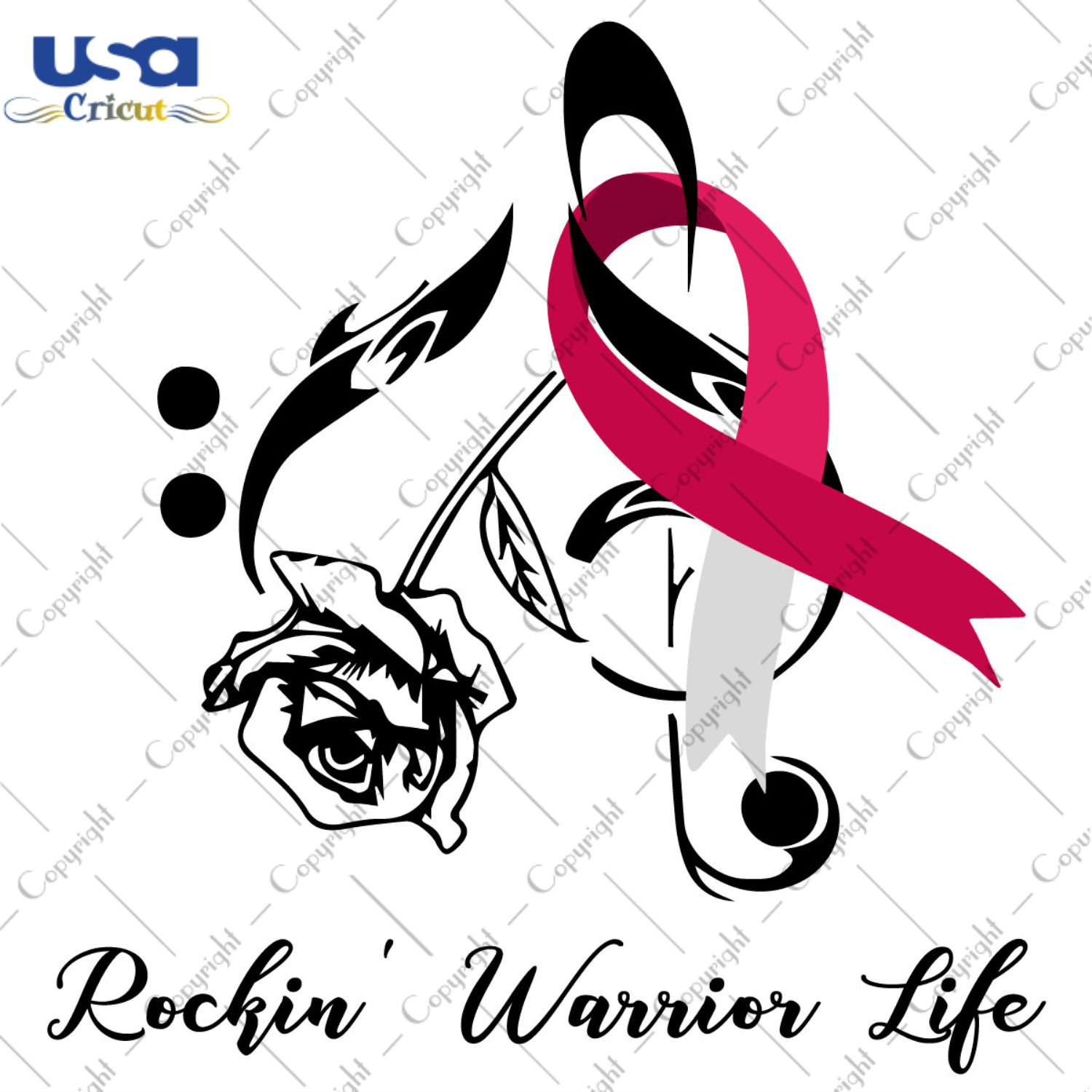 Rockin Warrior Life Breast Cancer Awareness Red Ribbon Diy Crafts Svg Files For Cricut, Silhouette Sublimation Files - USA Cricut