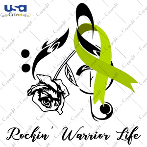 Rockin Warrior Life Breast Cancer Awareness Light Green Ribbon Diy Crafts Svg Files For Cricut, Silhouette Sublimation Files - USA Cricut