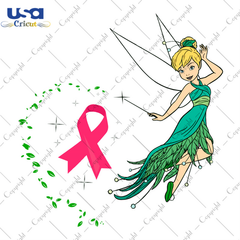 Tinker Bell Breast Cancer Support Diy Crafts Svg Files For Cricut, Silhouette Sublimation Files - USA Cricut