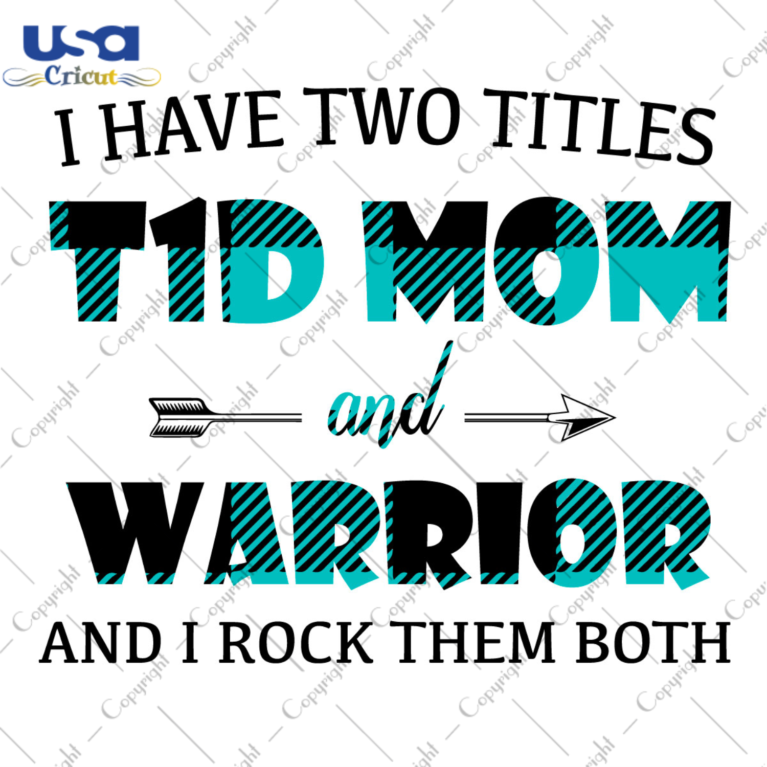 I Have Two Titles T1D Mom And Warrior Blue Pattern Breast Cancer Awareness Diy Crafts Svg Files For Cricut, Silhouette Sublimation Files - USA Cricut