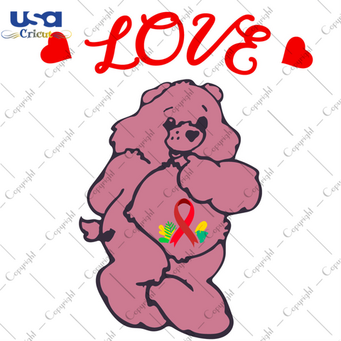 Love Bear Breast Cancer Awareness Diy Crafts Svg Files For Cricut, Silhouette Sublimation Files - USA Cricut