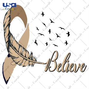 Believe Feather Breast Cancer Awareness Ribbon Diy Crafts Svg Files For Cricut, Silhouette Sublimation Files - USA Cricut