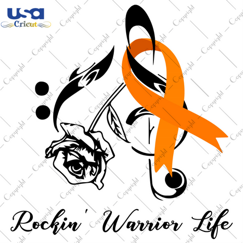 Rockin Warrior Life Breast Cancer Awareness Orange Ribbon Diy Crafts Svg Files For Cricut, Silhouette Sublimation Files - USA Cricut