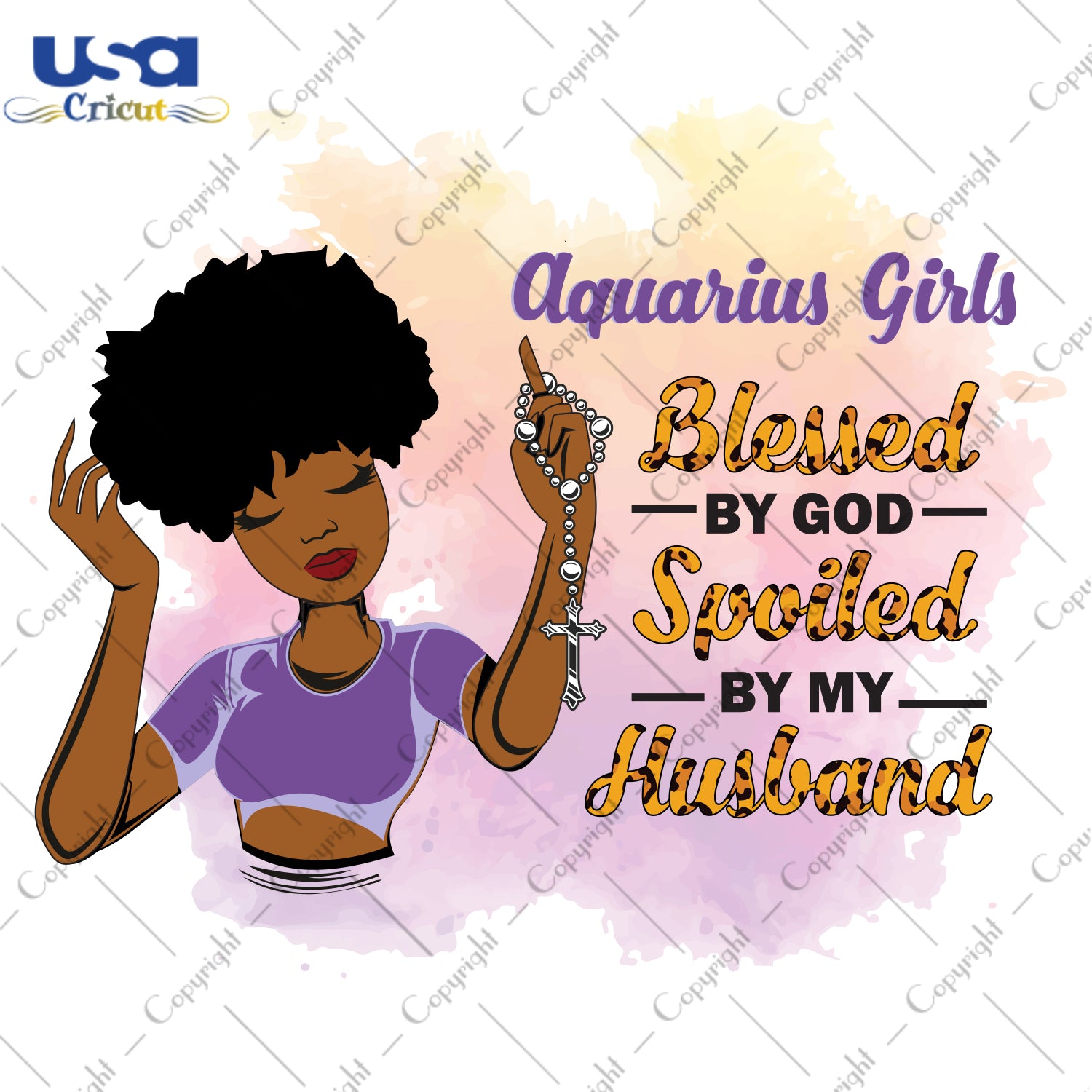 Aquarius Girls Blessed By God Spoiled By My Husband Birthday Black Girl Gifts, Birthday Shirt For Black Girl Svg File Diy Crafts Svg Files For Cricut, Silhouette Sublimation Files - USA Cricu