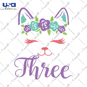 Three Birthday Cat Gifts, Shirt For Birthday Kids Svg File Diy Crafts Svg Files For Cricut, Silhouette Sublimation File - USA Cricut