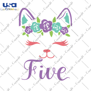 Five Birthday Cat Gifts, Shirt For Birthday Kids Svg File Diy Crafts Svg Files For Cricut, Silhouette Sublimation File - USA Cricut