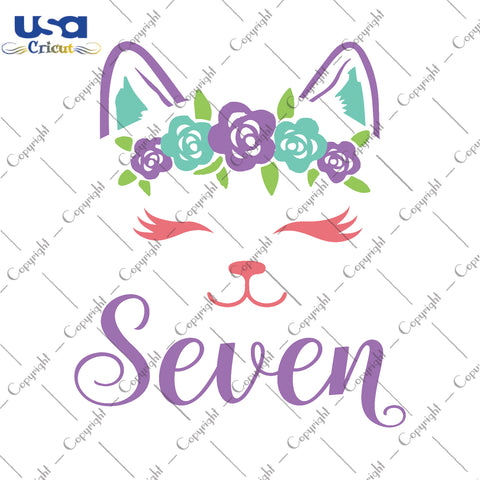 Seven Birthday Cat Gifts, Shirt For Birthday Kids Svg File Diy Crafts Svg Files For Cricut, Silhouette Sublimation File - USA Cricut