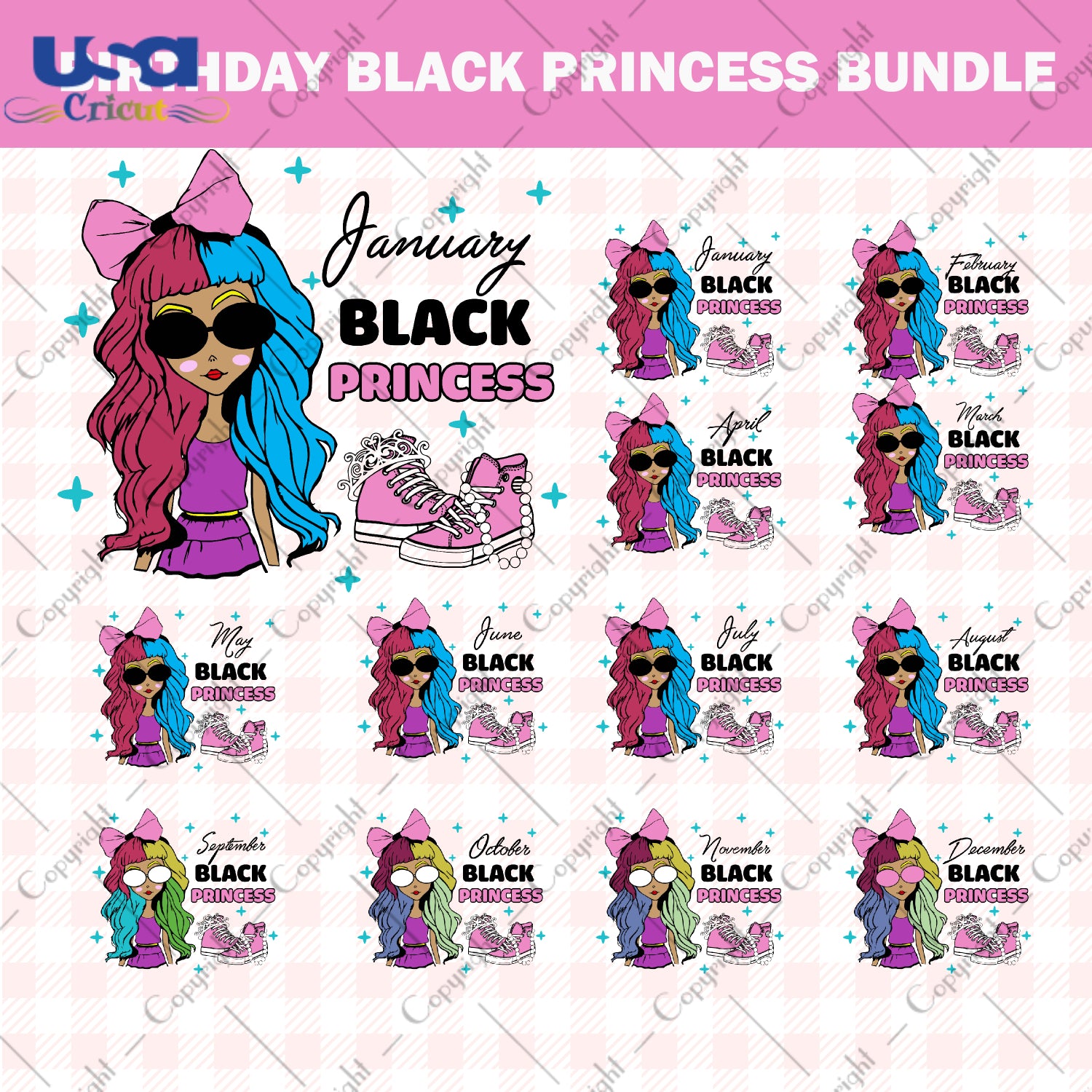 Birthday Black Princess Bundle Gifts, Shirt For Birthday Svg File Diy Crafts Svg Files For Cricut, Silhouette Sublimation Files - USA Cricut